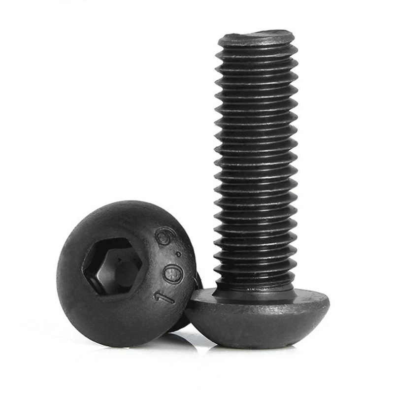 100/ 50/ 20/ 10/ 5/ 2/ 1pcs M1.6 M2 M2.5 M3 M4 M5 M6 M8 M10 M12 Grade10.9 Hex Socket Round Button Head Screws