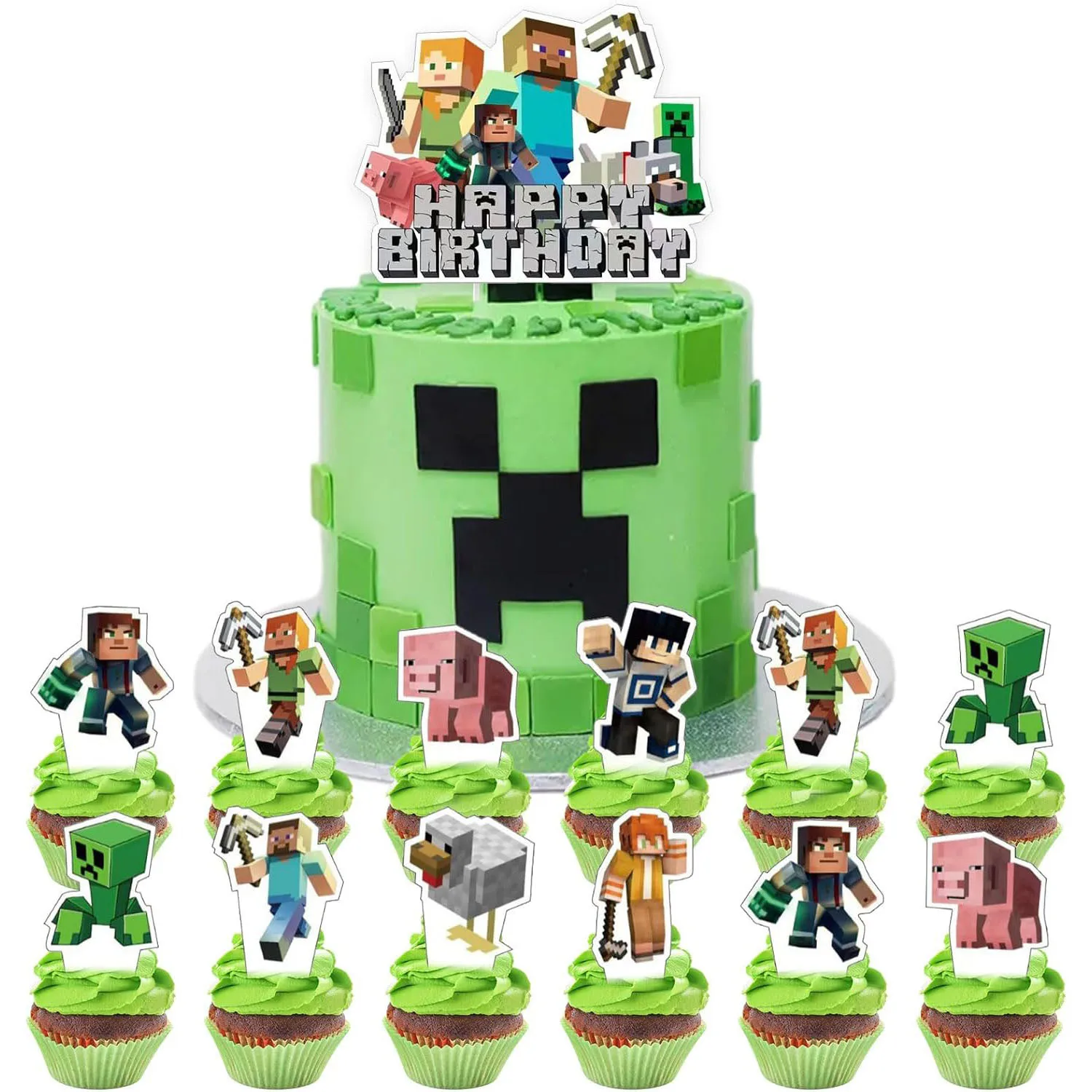 25pcs Minecraft Cartoon Cake Topper Cupcake Toppers for Kids Birthday DIY Decoration Theme Party Kids Gifts Cartoon Supplies view 6