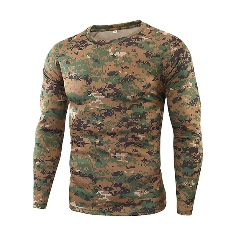 Polowanie Koszulka z nadrukiem 3D Camo Y2K Koszulka męska Camo Długi rękaw Wiosna Jesień Ultra lekka Oddychająca Szybkoschnąca Koszulka Outdoor