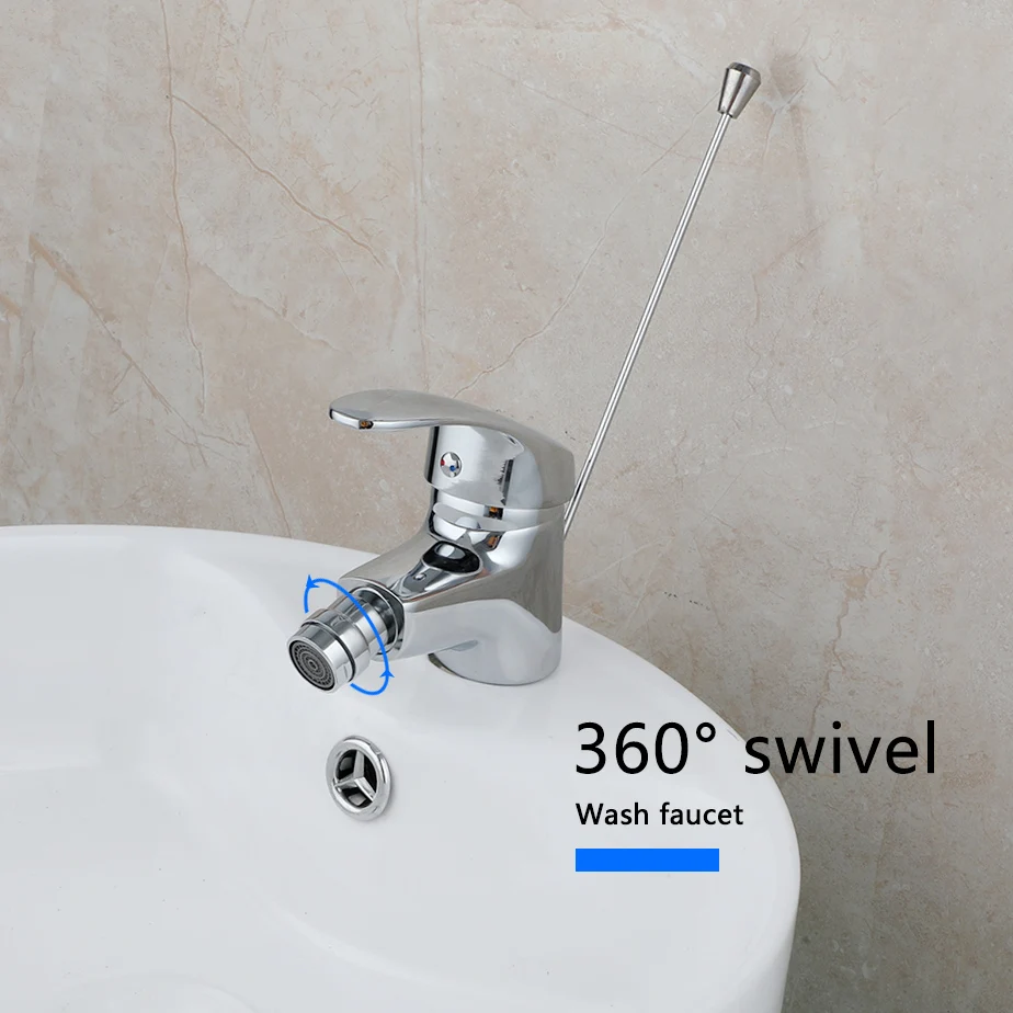 KEMAIDI Bidet Faucets Torneira Woman Bathroom Faucet +Pop Up Drain Deck Mounted Chrome Basin Sink Mixer Tap w/360 Rotate Spout