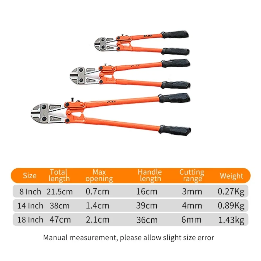 Industrial-grade 8/14/18 Inches Bolt Cutters Heavy Wire Cutting Pliers Multifunction Flat Nose Wire Clippers Household Hand Tool