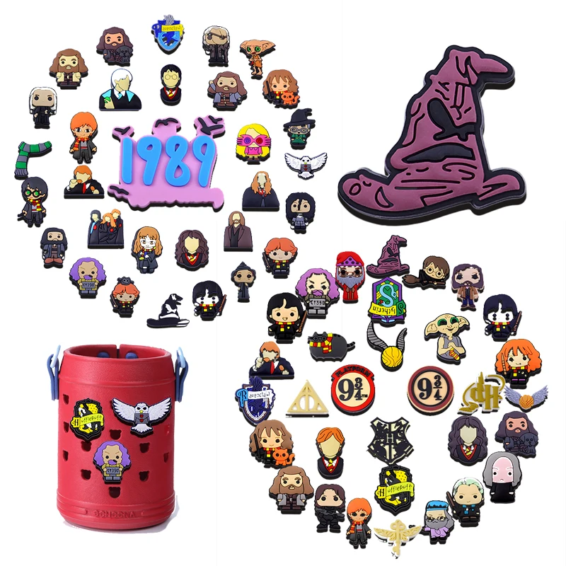 10-61PCS Wizarding Academy Film Good Quality Shoes Charms DIY PVC Shoe bag Accessories Forenthusiasts Wristband Kids Party Gifts