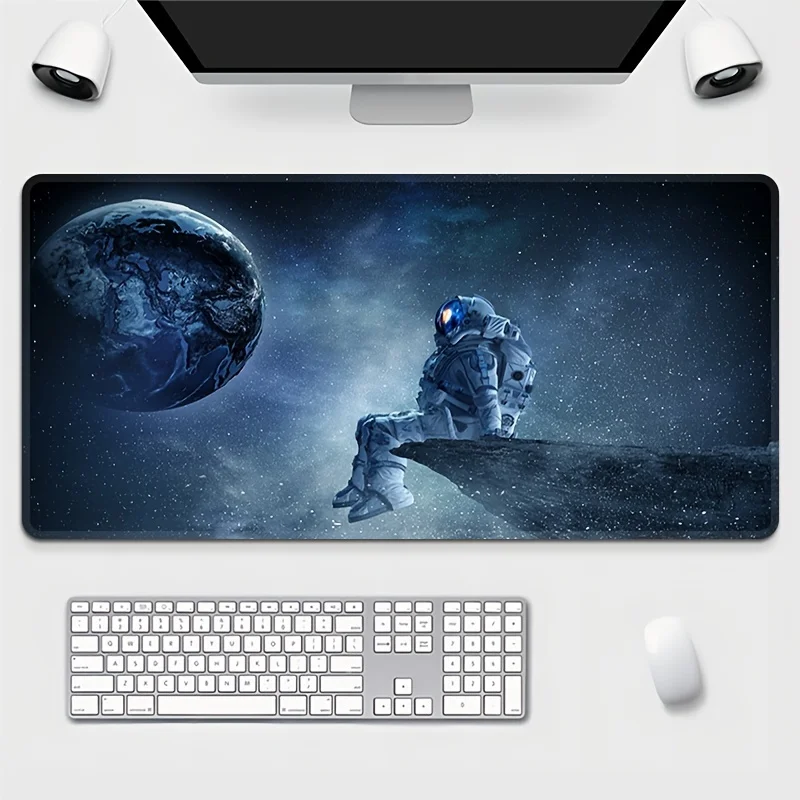 

Planet Astronaut Pattern Mouse Pad Rubber Stitched Locking desk pad Non-Slip Rectangular MouseMad Large Office Computer Laptop