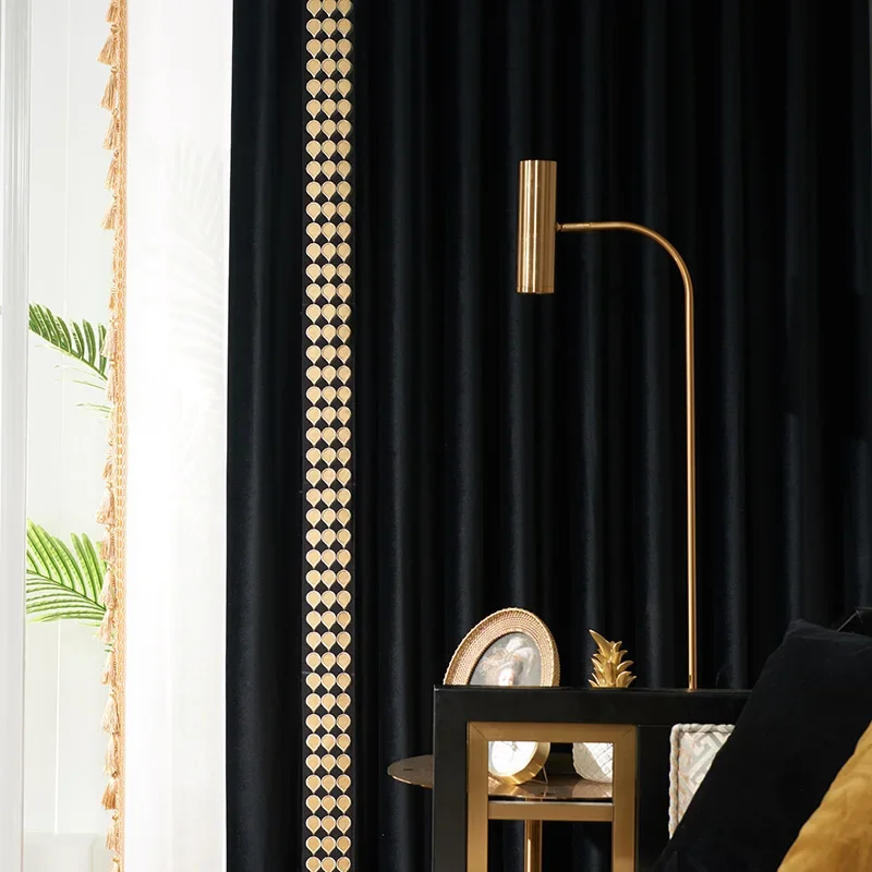 High Luxury Curtains Mix and Match Black Blackout Velvet Curtains for Living Dining Room Bedroom