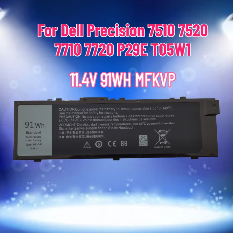 

11.4V 91WH MFKVP Laptop Battery for Dell Precision 7510 7520 7710 7720 P29E T05W1 Computer Battery