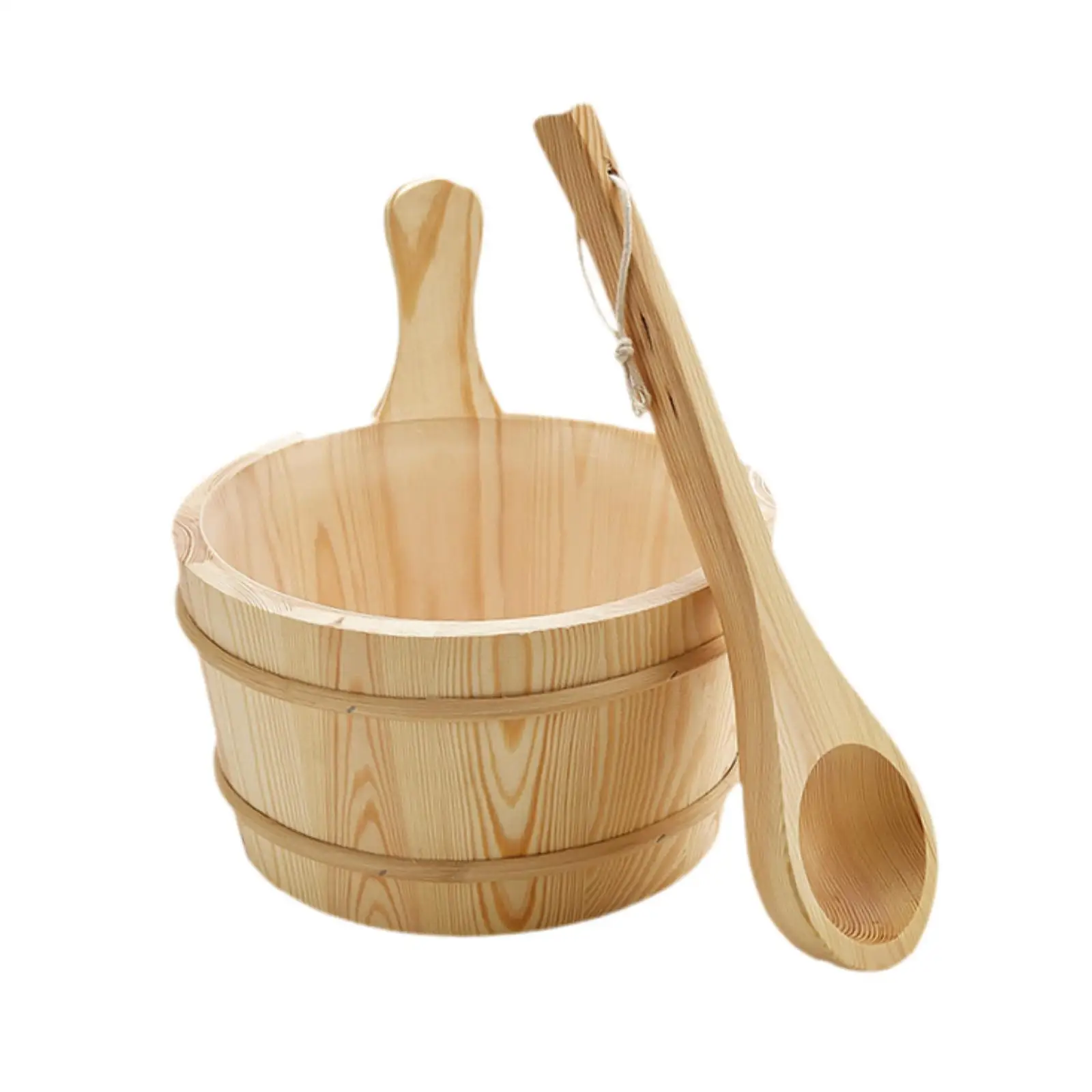 4L Wooden Sauna Bucket and Ladle Versatile Bath Supplies for Sauna and Spa Hotel