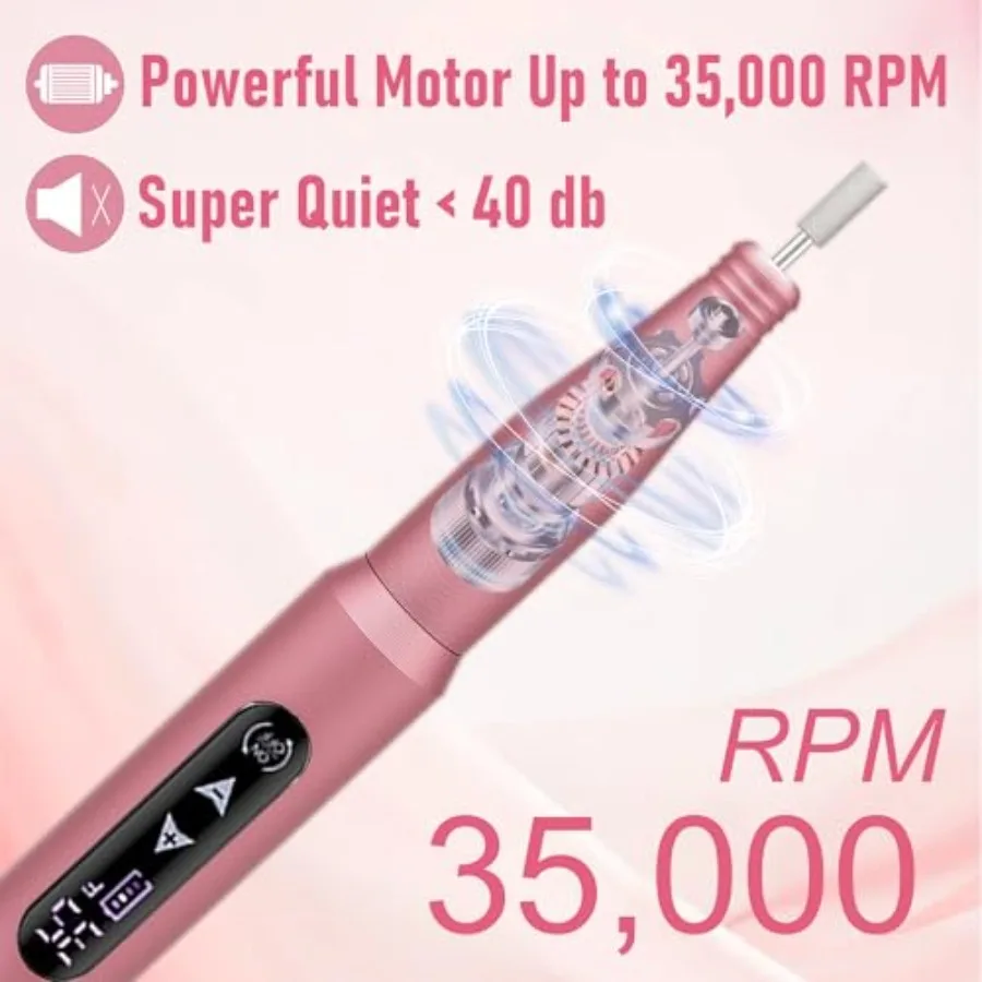 Perceuse à ongles électrique sans fil 2 en 1, avec conception tactile Rechargeable pour manucure et pédicure professionnelle, comprend une perceuse à ongles