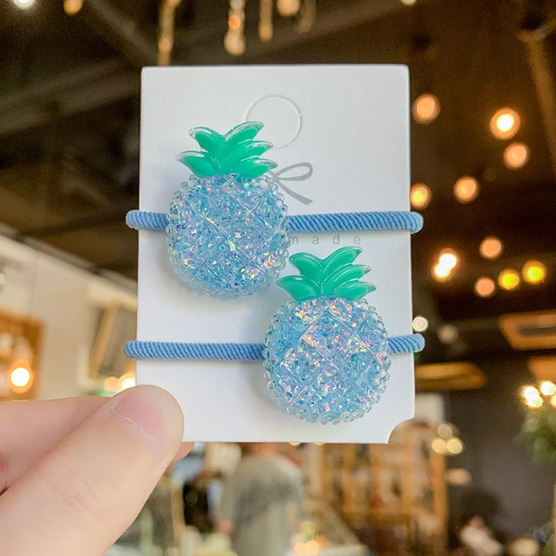 Kids Hair Ties with Star and Fruit Patterns Colorful Elastic Ponytail Holders Cute Korean Style Daily School Accessories