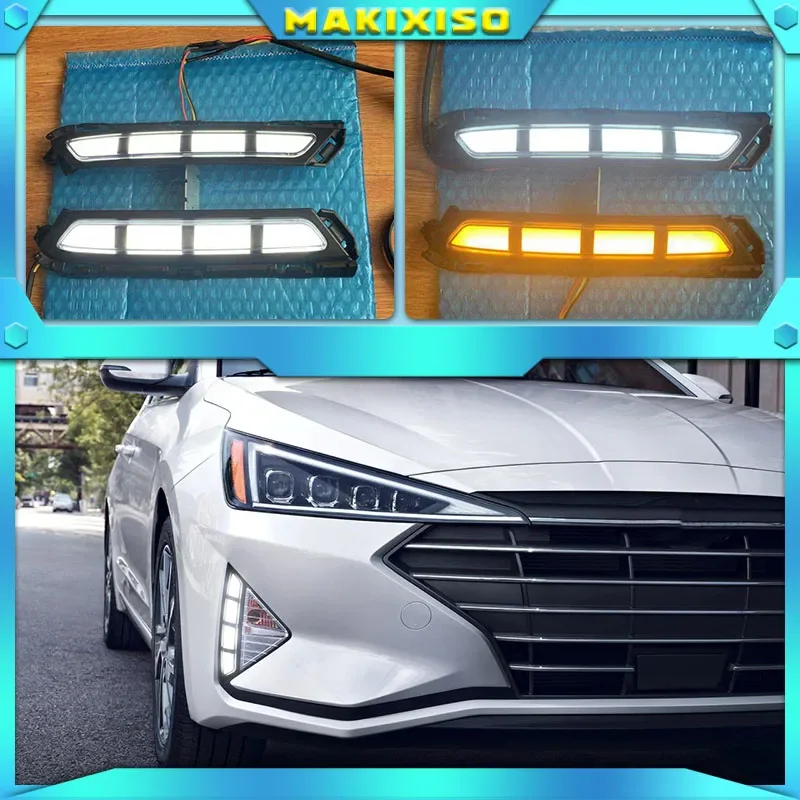 

DRL for Hyundai Elantra 2019 2020 AVANTE LED Daytime Running Lights Daylight fog lamp with with Yellow Turn signal style relay