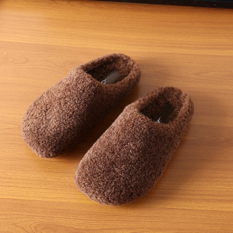 Fur Non-slip Comfortable Granular Fleece Cosy Warm Wrap Slippers Women Vintage Fluffy Slippers Winter Padded Shoes Luxury Lady