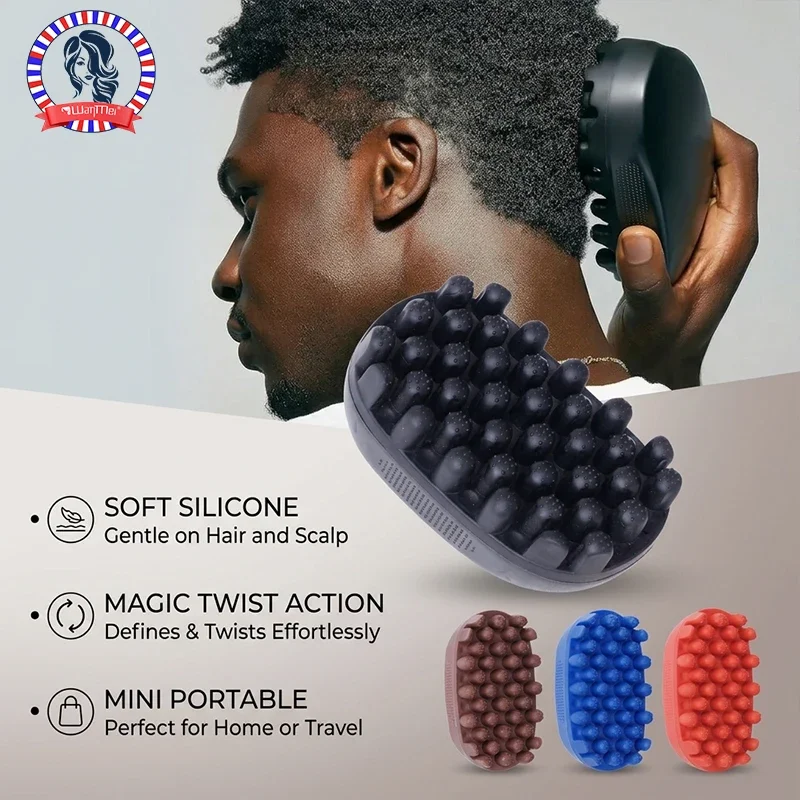New 4 Colors Silicone Magic Twist Hair Brush Mini Portable Easy-Rinse Durable Unisex Hair Comb for Curly Hair Hairdressing Tools