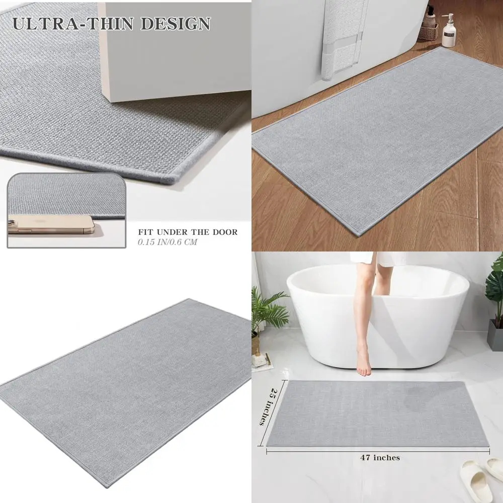 

Large 47x25 Light Grey Quick-Drying, Non-Slip Bathroom Mat for Floor