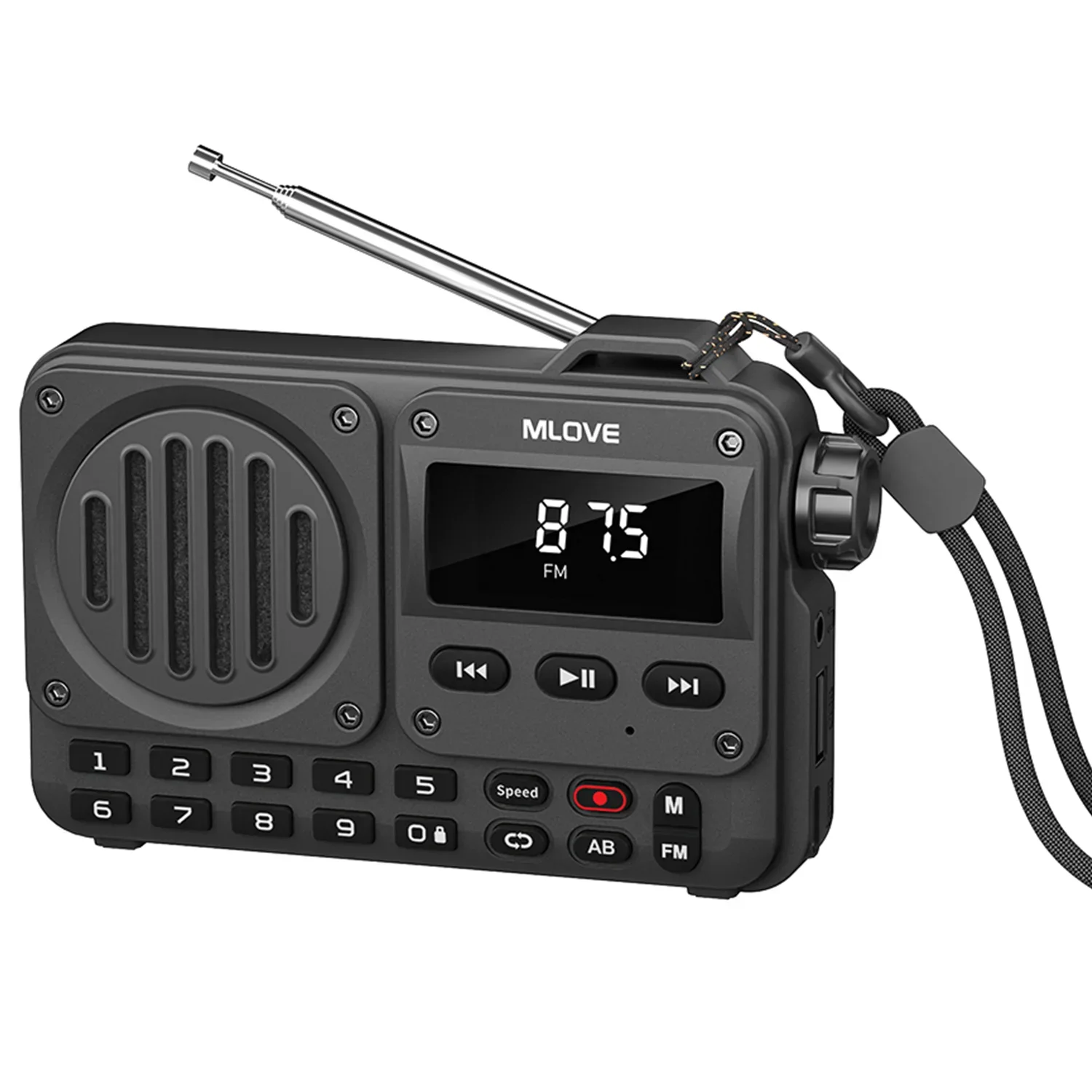 MLOVE BV800P Portable Bluetooth Speaker Black FM Radio MP3 Player USB TF Card AUX Input All-in-One Audio with Antenna