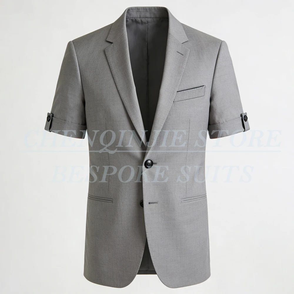 

Casual Chic Men's Summer Suits Short Sleeve Notch Lapel Slim Fit Blazer High Quality Tailor Made 2 Piece Jacket Pants Clothing