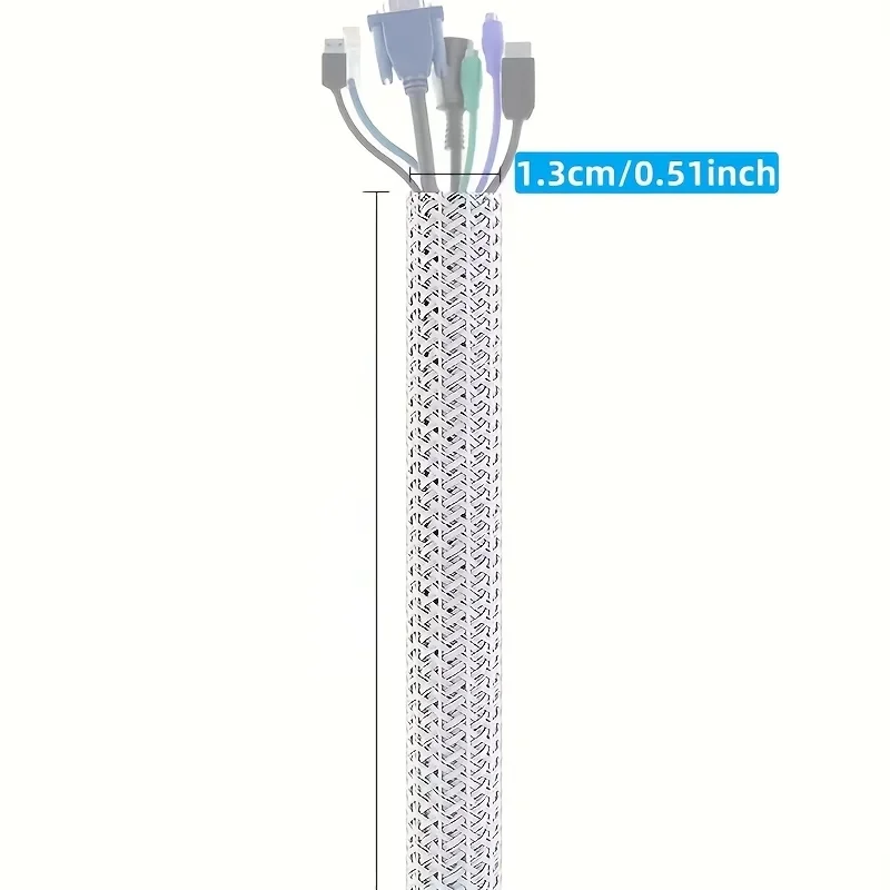 Braided Cable Sleeve, Split Wire Protection Tube for Power Cords, Audio/Video Cables, Cable Management for Desktop PC, TV