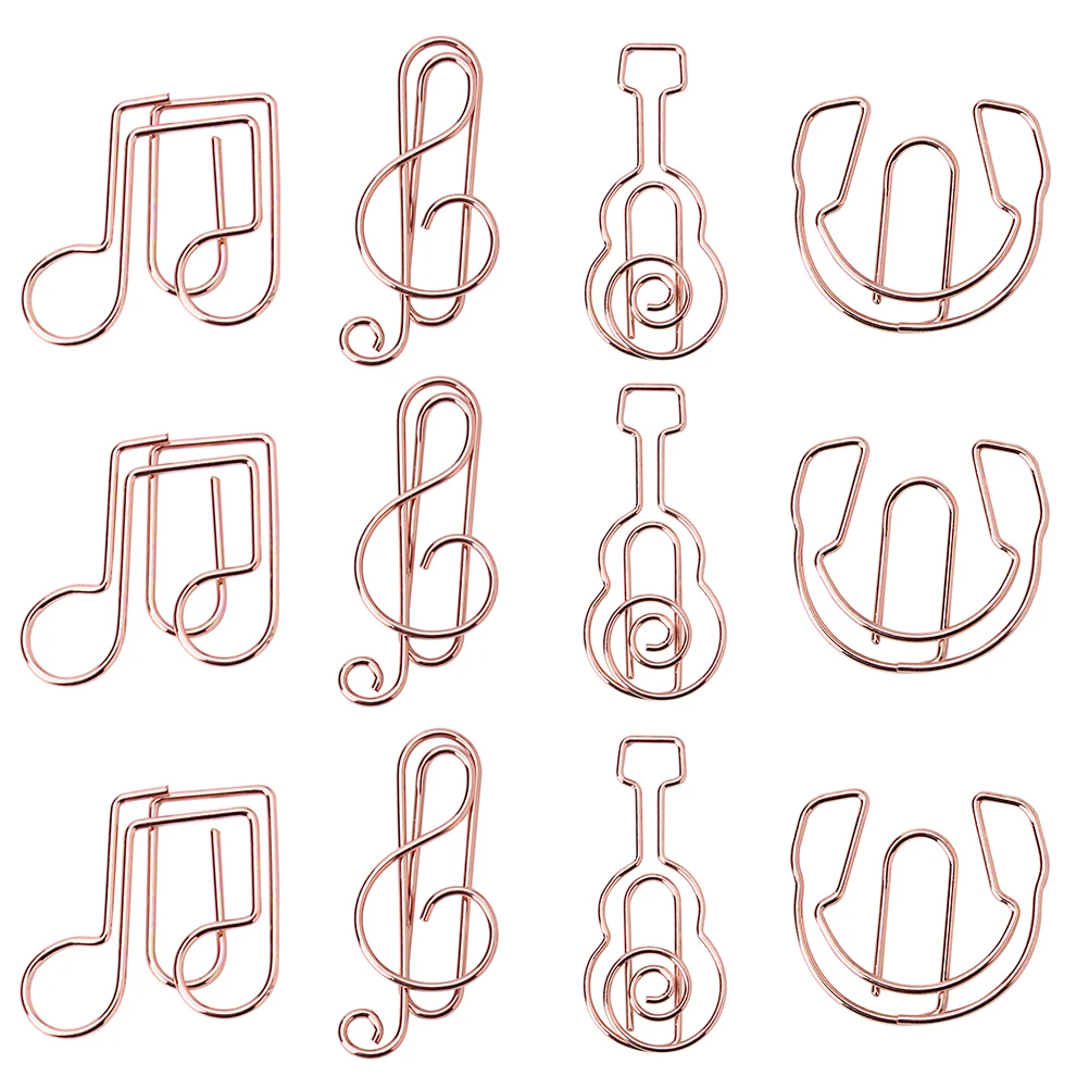

12Pcs Metal Musical Notes Paper Clips Creative Bookmarks Clips for Organizing Office Notes Documents Binding Pins