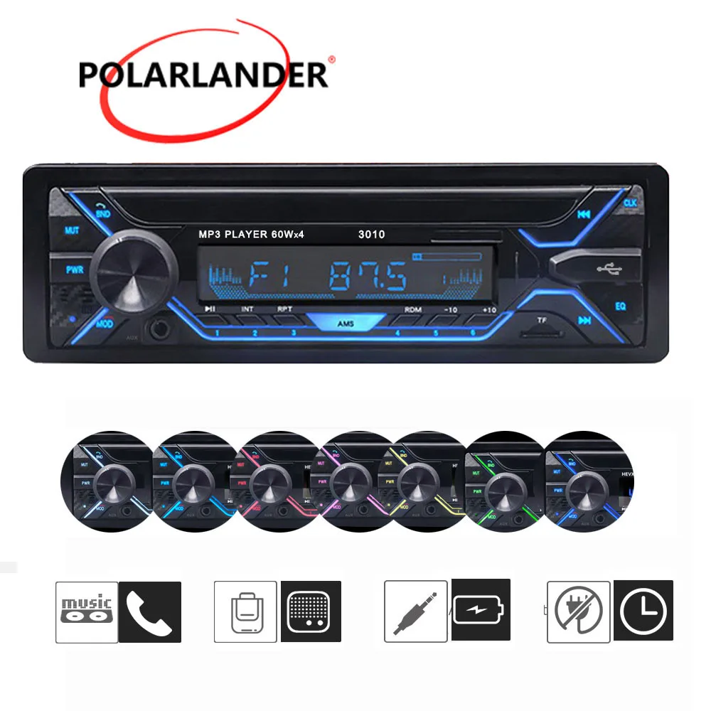 3010 Bluetooth Car MP3 Player Single Din Car Stereo Audio 12V Bluetooth In-dash FM 1 Din Car Aux MP3/WMA/USB/TF Card Player Car