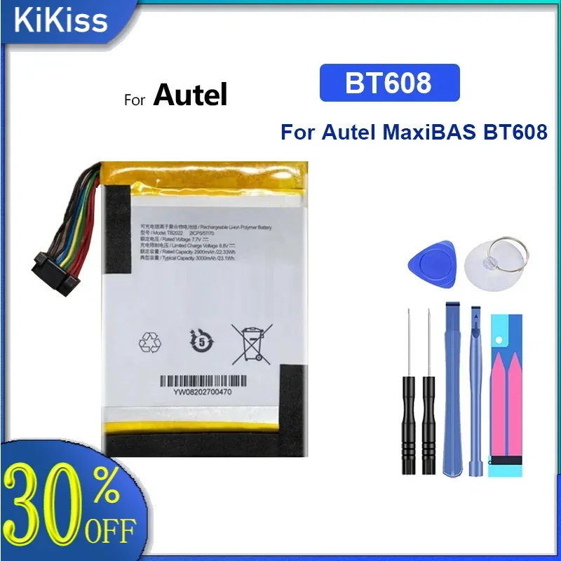 For Autel MaxiBAS BT608 Automotive Diagnostic Equipment Battery, 3000mAh Long-Lasting