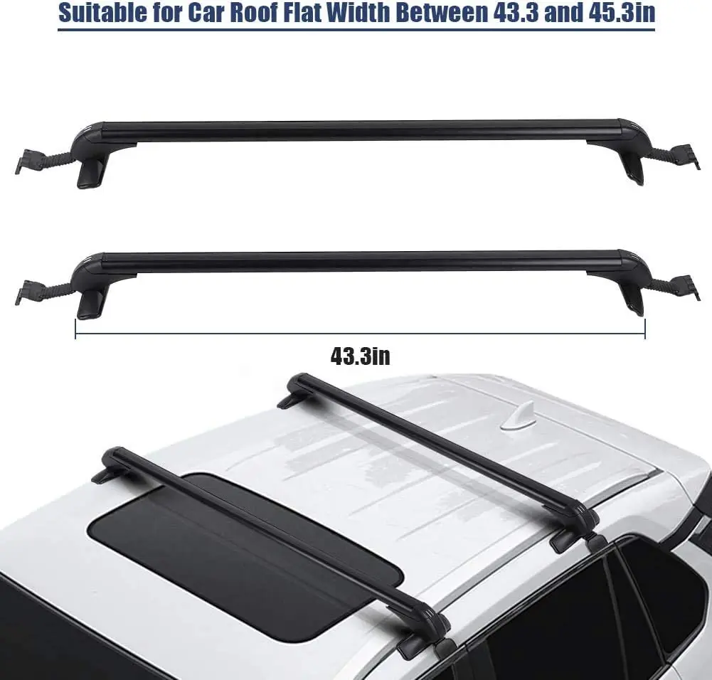 2pcs 110cm Car Roof Rack Top Mounting Luggage Carrier Holder Aluminum SUV Truck Pickup Van Roof Rack Rail Bar Universal