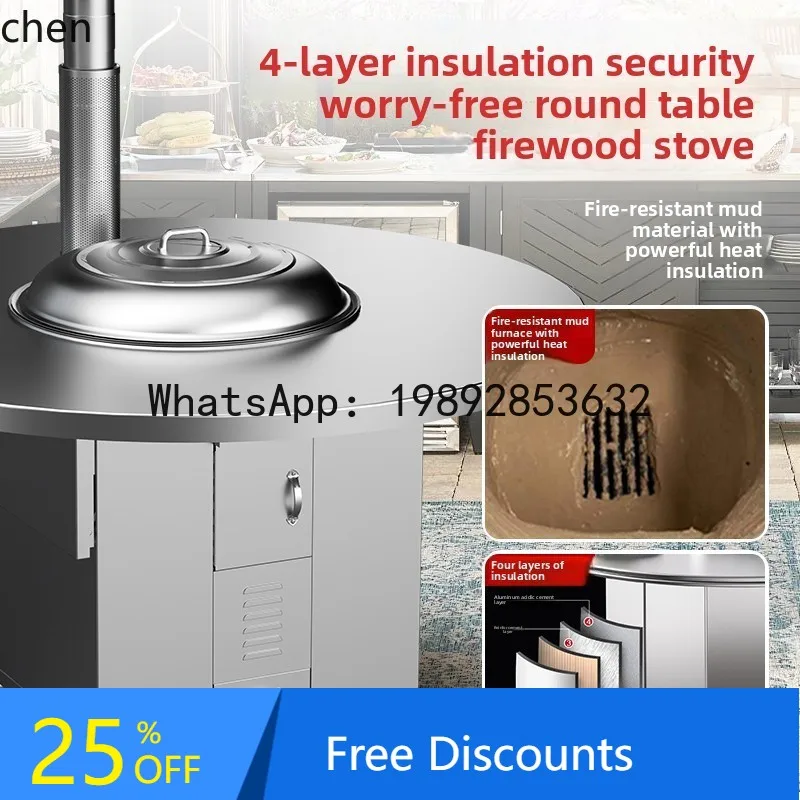 

AB Stainless Steel Rural Round Table Household Mobile Iron Pot Large Pot Earth Stove