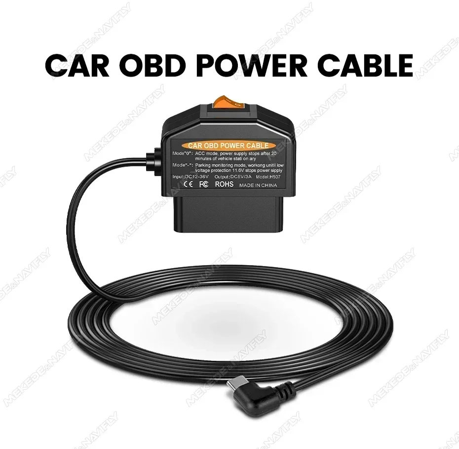 OBD zu Typ C Mini rechtwinkliges Ladegerät Stromkabel für Dash-Kamera Auto DVR 24h Parkplatz Autozubehör Batterieschutz Ausgang – Detail 1