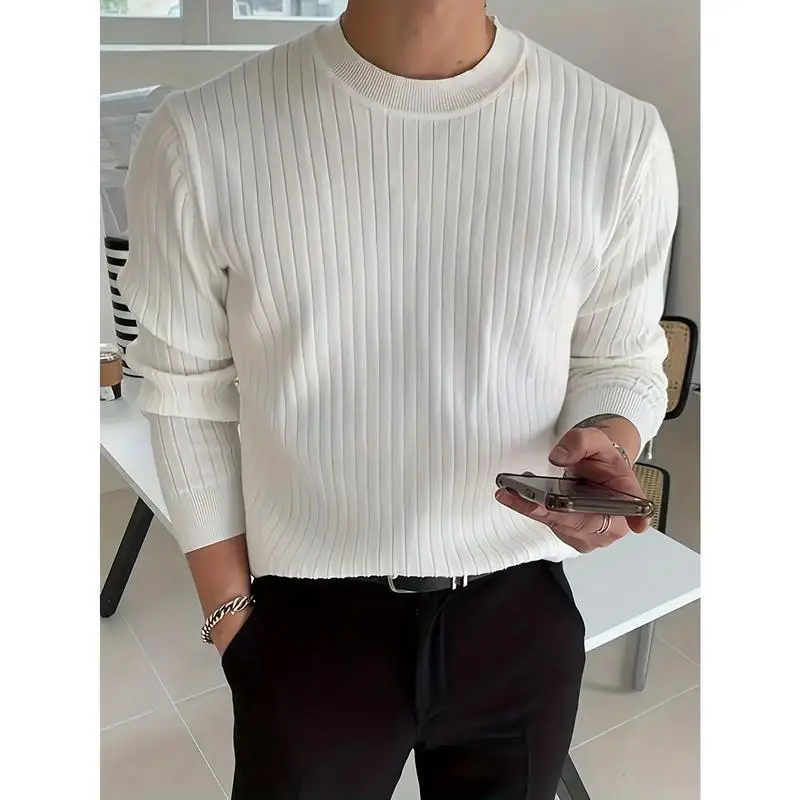 

Men's Wool Modal round Neck Sweater Comfortable Knitted Sweater Fashionable Emblem Design Non-Shrinking Easy to Wear Spring S...
