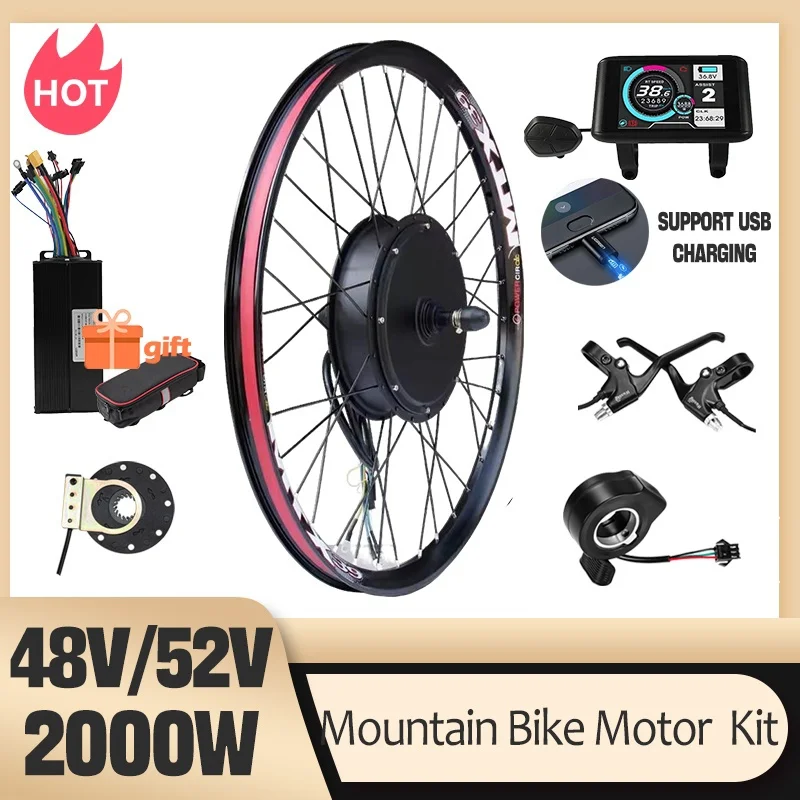 AliExpress kun ray 48V52V 2000W MTX39 Rim E bike Conversion Kit for Mountain Bike with Sine Wave Controller&UKC1/UKS6/S-100/H-100 Display