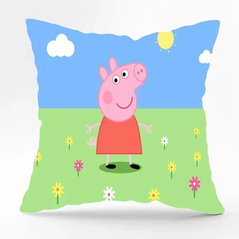 Peppa Pig Cartoon Page George Family Cute Print Home Sofa Throw Pillow Car Cushion Throw Pillow Cover 45x45cm Birthday Gift