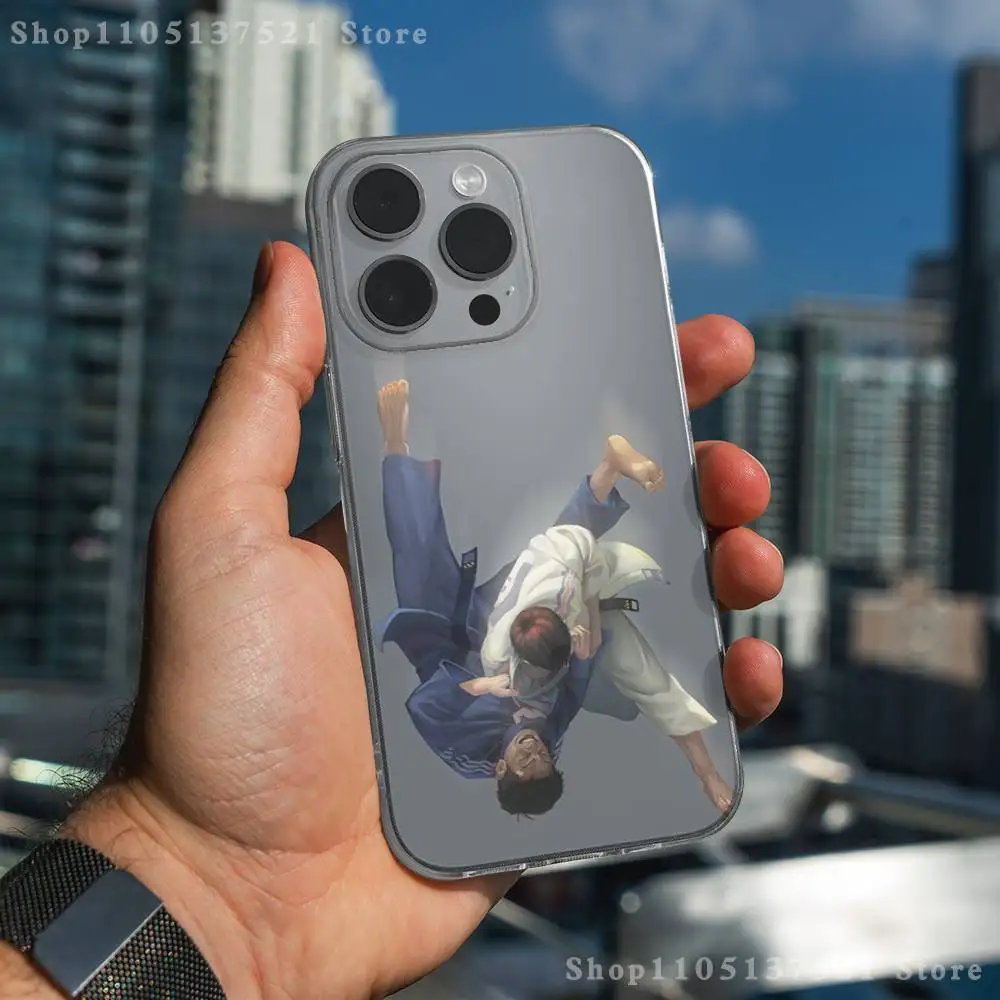 Capa de telefone japonesa para artes marciais, judô, para iphone 17,16,15,14,13,12,11 pro, max, plus, x,xs,xr, se4, e mini capa macia transparente