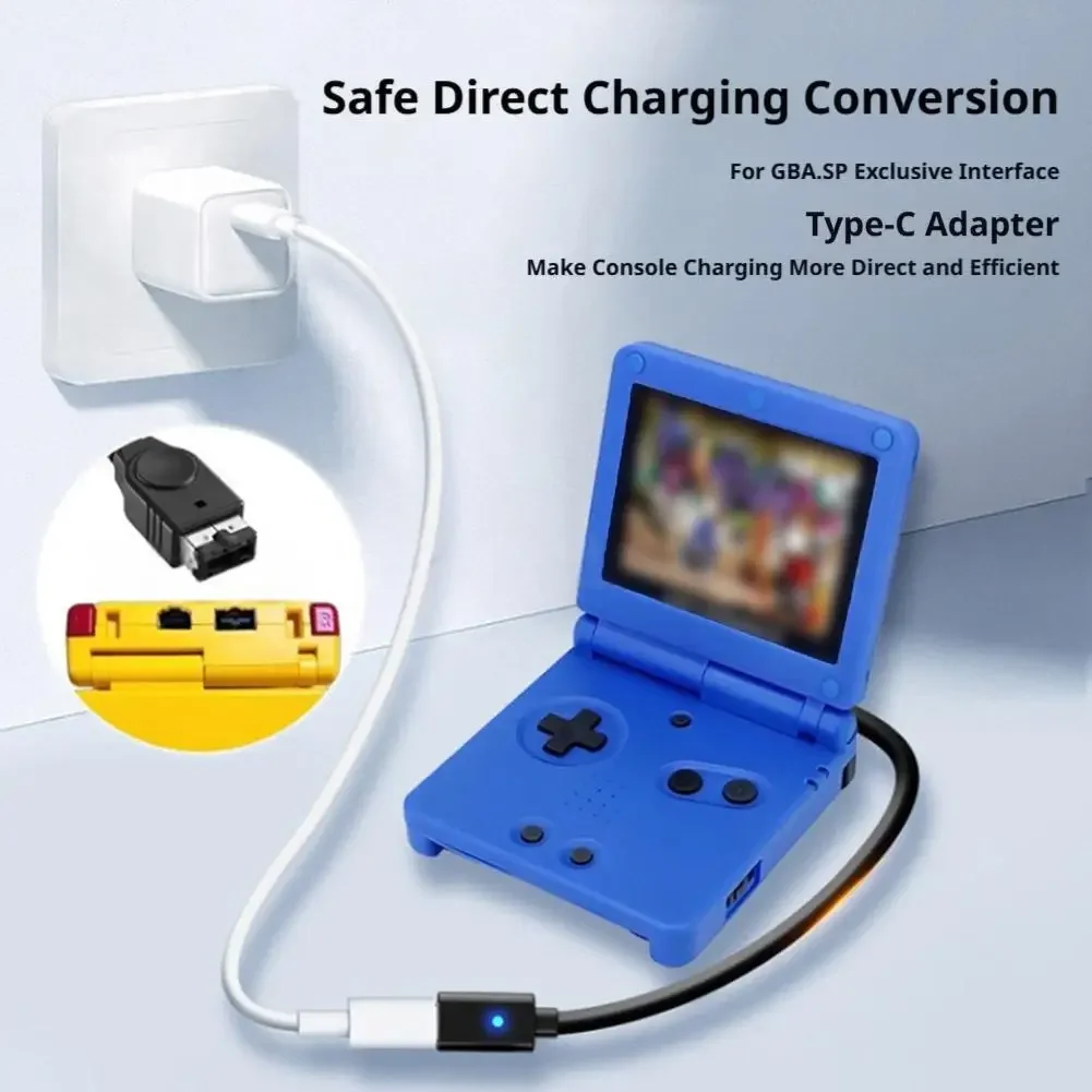 USB Type-C Female to GBA SP Charging Adapter Cable With LED Indicator Power Cord For Game Boy Advance SP NDS Retro Game Consoles