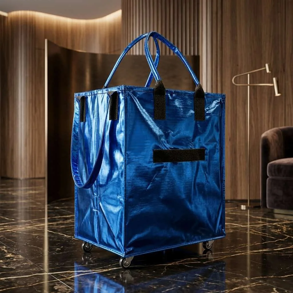 Multi Color Optional Zipper Style Shopping Cart, Shopping Bag, Folding Luggage Bag, Large Capacity with Wheel Pull Cart
