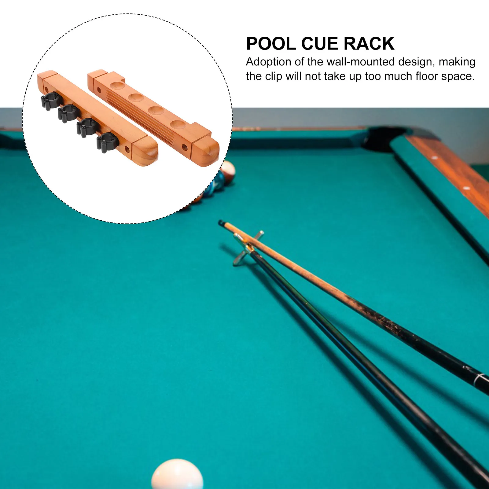 

2Pcs Premium Wood Wall Mount Pool Cue Rack Strong Billiard Stick Holder for Display Storage Organization in Game Room Garage