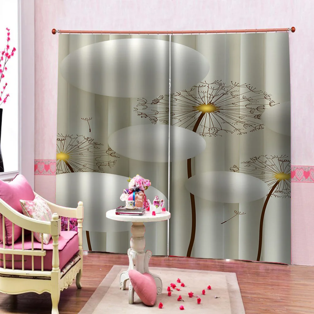 Custom photo Blackout Window Drapes Luxury 3D Curtains For Living room stereoscopic curtains Dandelion