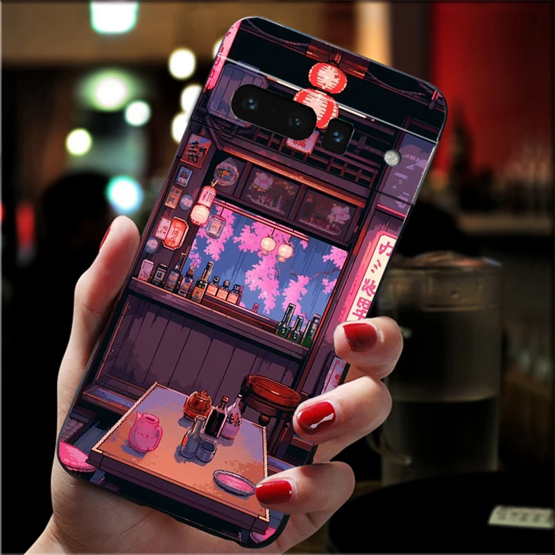 Telefoonhoesje voor Google Pixel 10 9 Pro XL 9A 8 7 6 Pro Pixel 8A 7A 6A Pixel 8 7 6 5 Japan stijlen Winkel Cherry