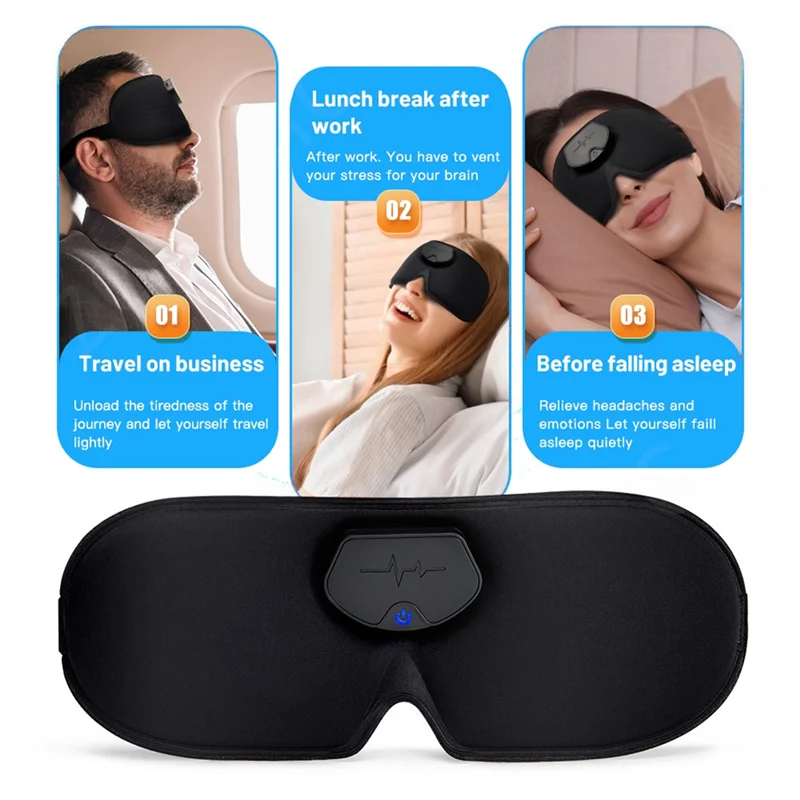 Smart EMS Head Massager Electric Pulse Sleep Mask Relieve Relief Migraine Aid Sleep Device Travel Eyeshade Blindfold Eyepatch-Y4