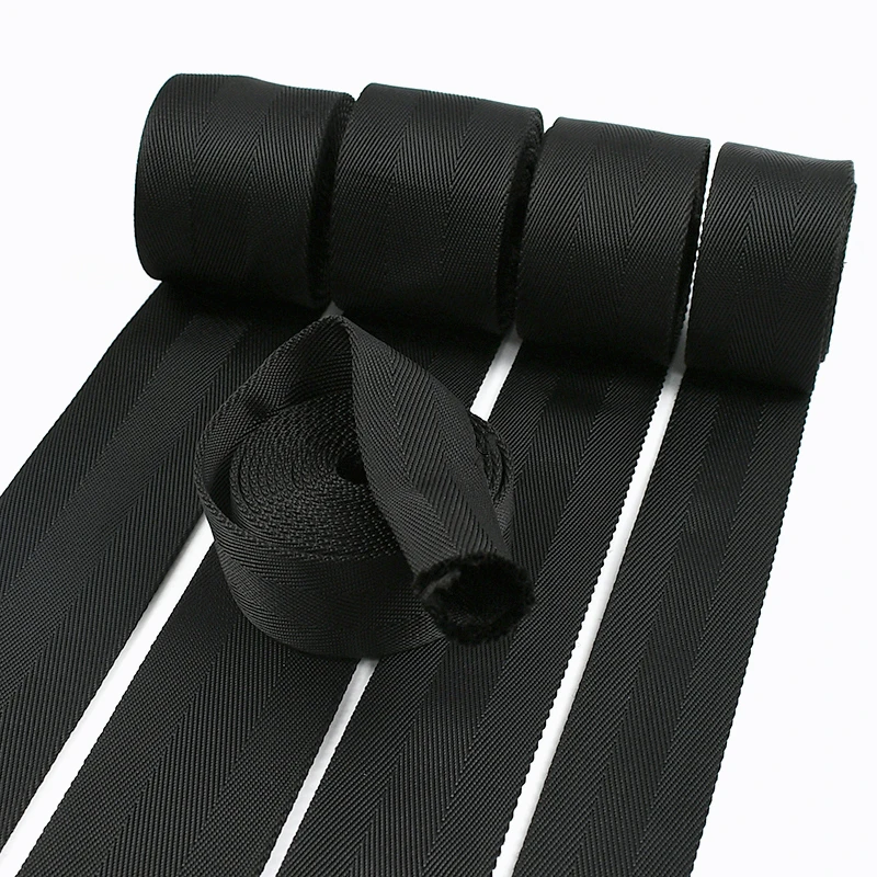 

32/38/45/50/55mm Black Nylon Webbing Strap 1.5mm Thick Tubular Hollow Ribbon At The Meter Belt Sling Decoration Polyester Tape