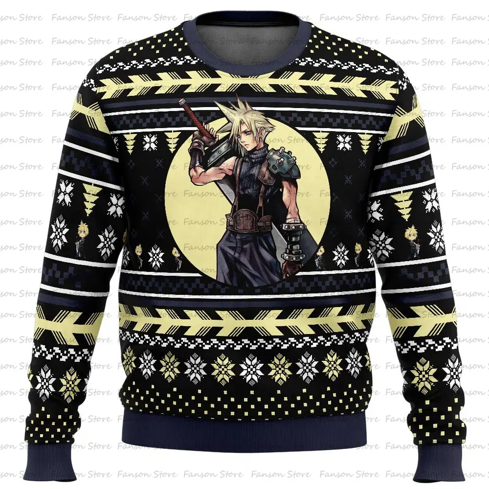 Final Nette-Pull de Noël Anime Cartoon pour hommes et femmes, Sweat à capuche couple, Pull, Y-2025, 7 VII FF7 en-ly, Nouvelle mo