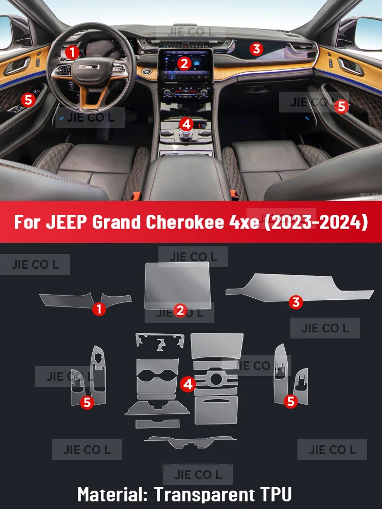 Auto Central Control Screen TPU Navigation Anti Scratch Interior Protection Film GPS For JEEP Grand Cherokee 4xe 2023 2024