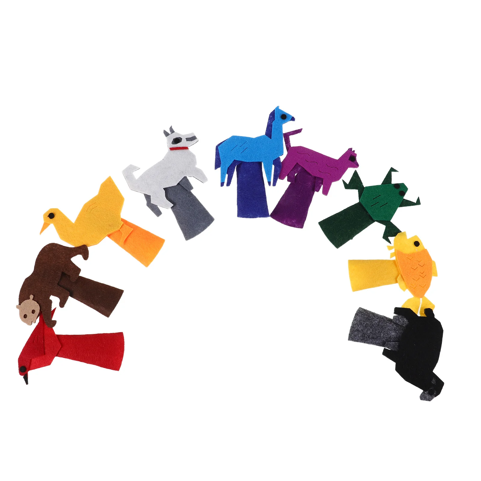 9Pcs Hand Puppets Felt Animal Set for Children Cute Finger Puppets Toddlers Storytelling Interactive Play Learning Motor Skills