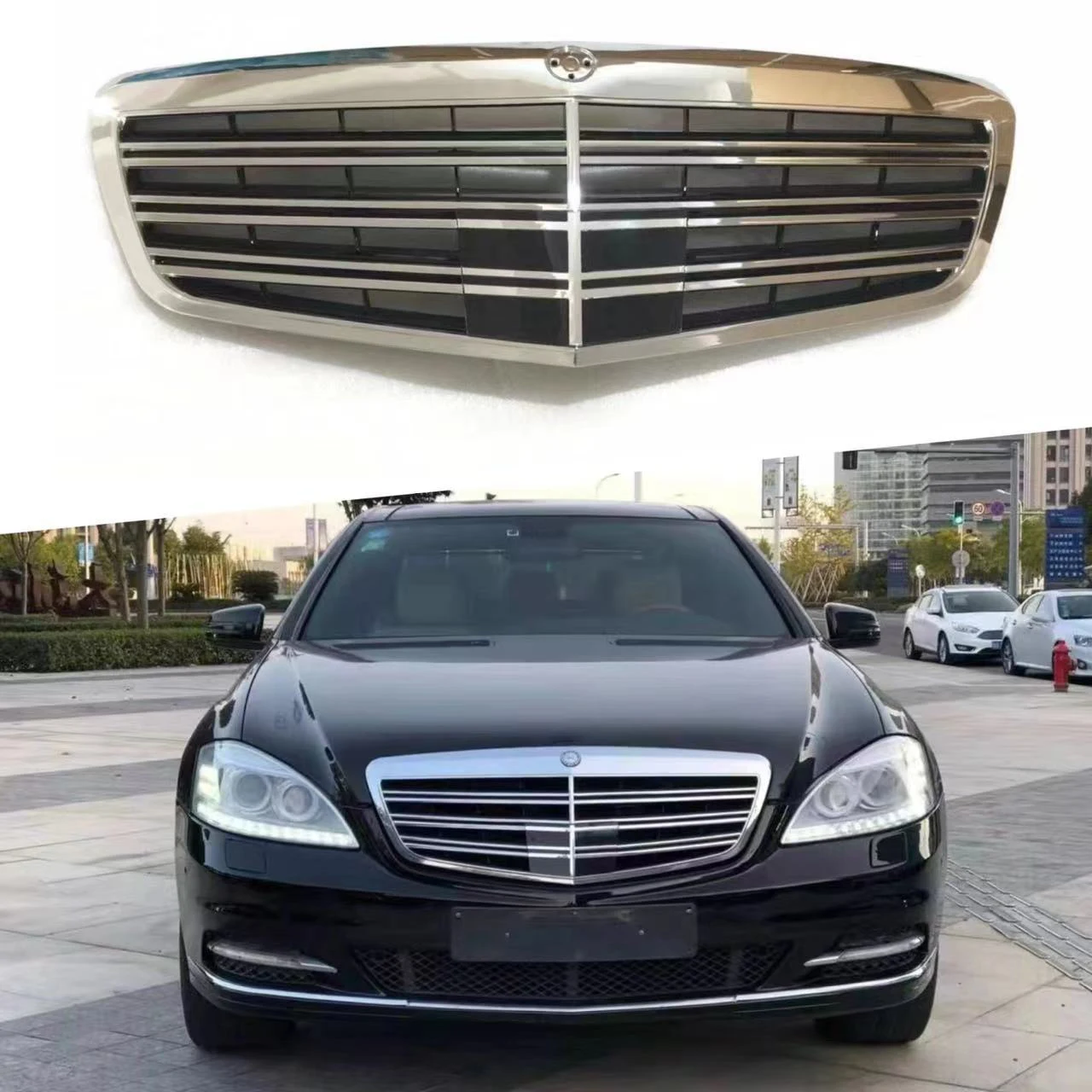 

For Mercedes-Benz S-Class W221 (2009-2012) AMG Style Front Grille Replacement Racing Grills Body Kit