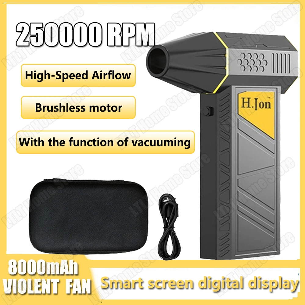 

8000mAh Turbo Jet Fan 250000 RPM Electric Air Duster Portable Cleaning Blower Type-C Charging infinite speed regulation