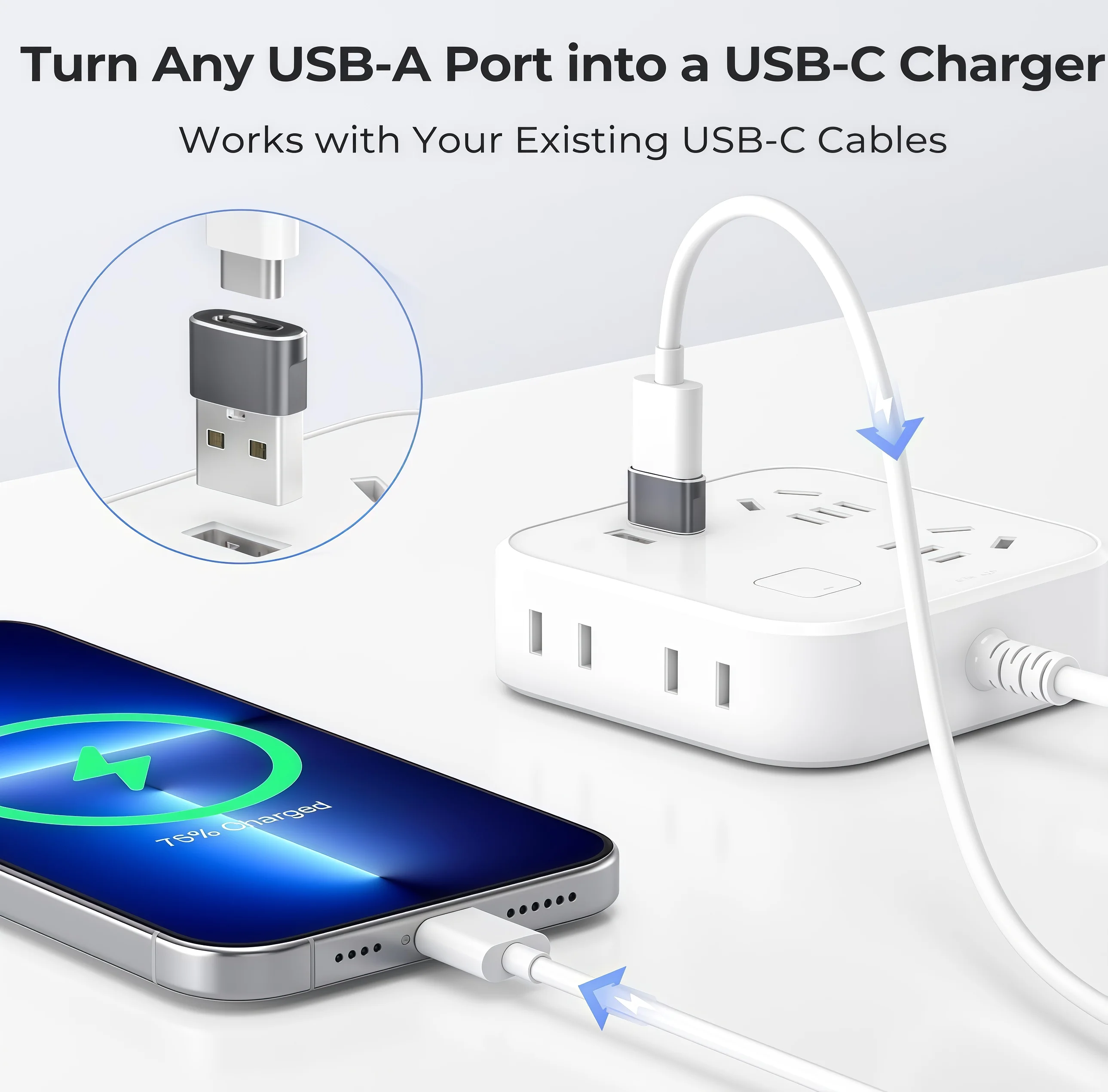 USB zu USB-C Adapter, USBC Buchse zu USB-A Stecker Adapter, Typ-C Konverter Ladegerät – Detail 1