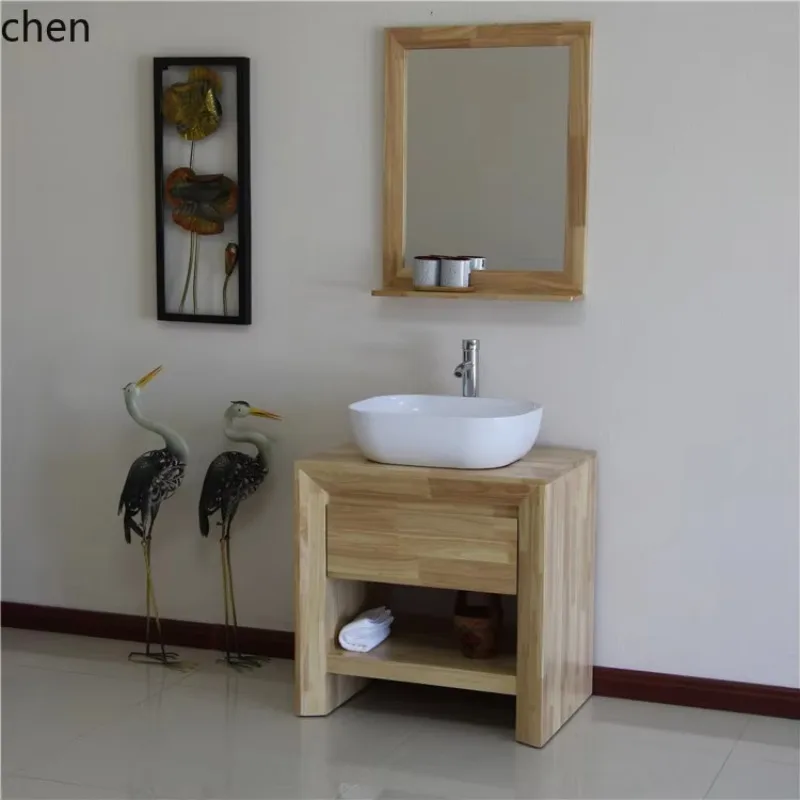 L22 Simple Counter Basin Solid Wood Bathroom Cabinet Combination Oak Bathroom Cabinet Floor Basin