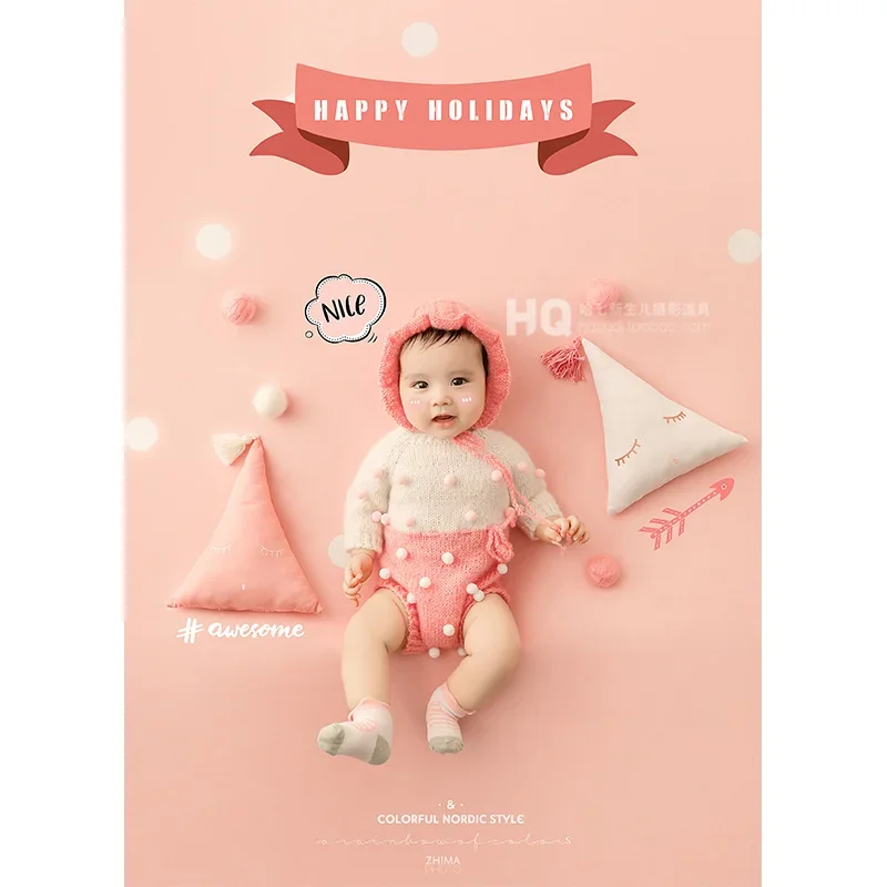 

newborn photography romper Nordic hundred day baby photography clothing props complete set baby photoshoot props 한국 아기옷