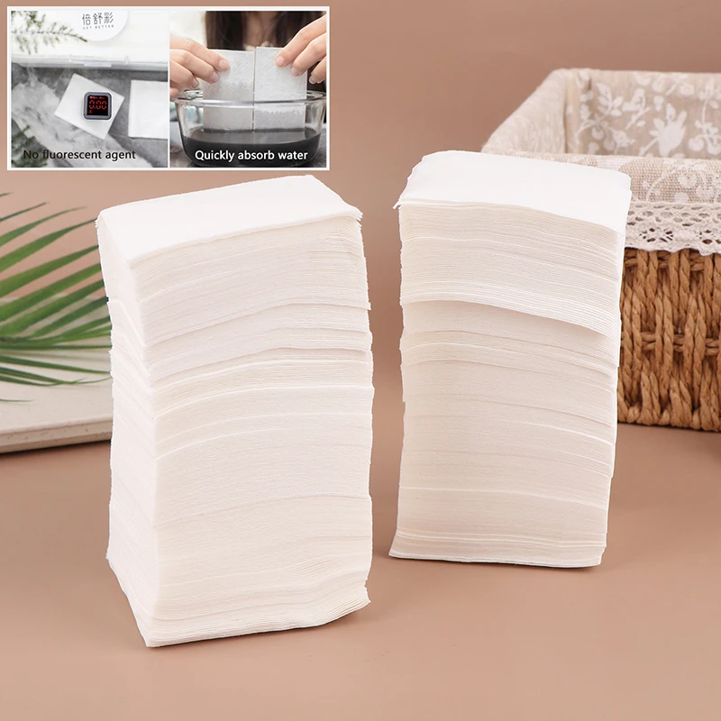 400Pcs Disposable Stretchable Cleansing Makeup Cotton Wipe Thin Makeup Remover Pad Ultra Thin Facial Cleansing Paper Makeup Tool