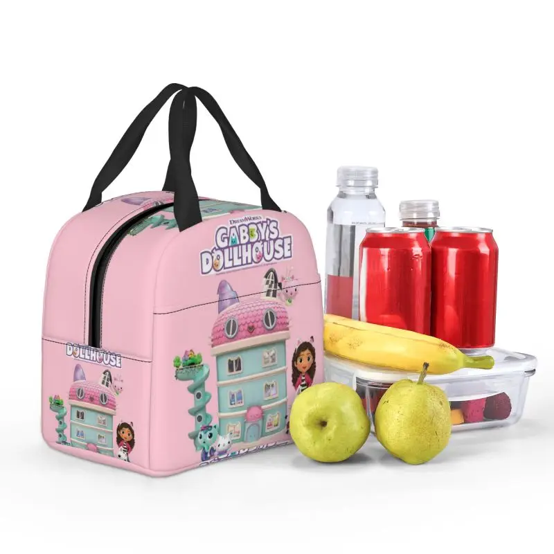 Gabbys Dollhouse Resuable Lunch Boxes for Leakproof Cartoon Gabby Kids Thermal Cooler Food Insulated Lunch Bag Office Work