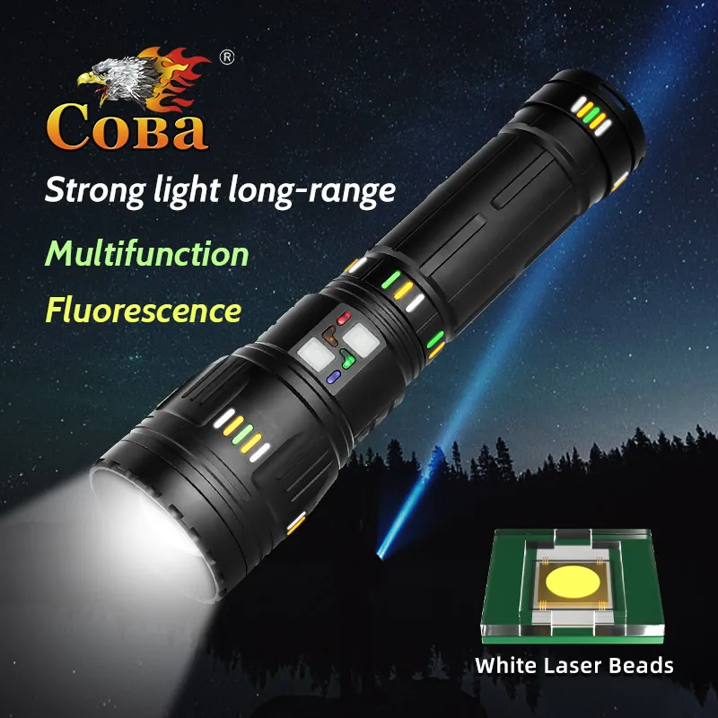 COBA Ultra Powerful LED Flashlight Super Bright Long Range Tactical Zoom Emergency Torch Camping Lantern Power Display Function