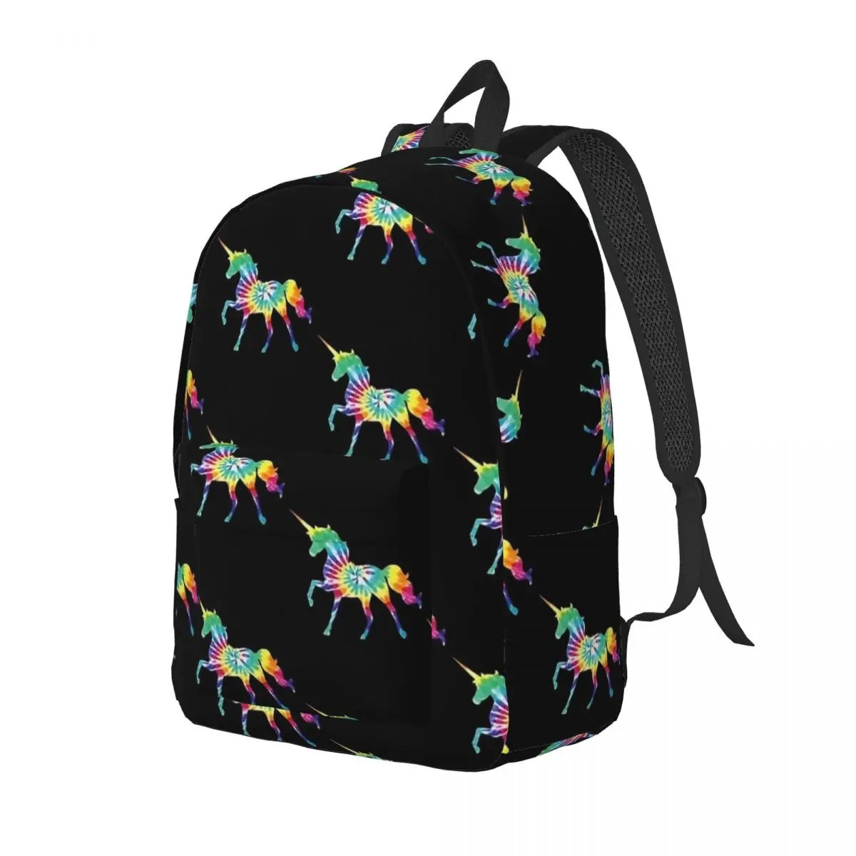 Cute Unicorn Tie Dye Backpack for Men Women Cool Student Hiking Travel Daypack Cartoon College Shoulder Bag Durable