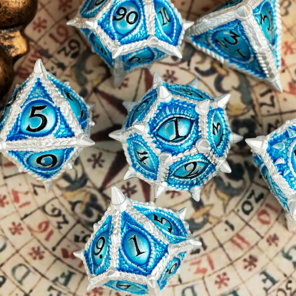 

7pcs Dragon Metal Dices Sharp edged Cubes for Dungeons & Dragon DND Game Dice Polyhedral Metal Dice Set RPG D&D dices Zinc Alloy