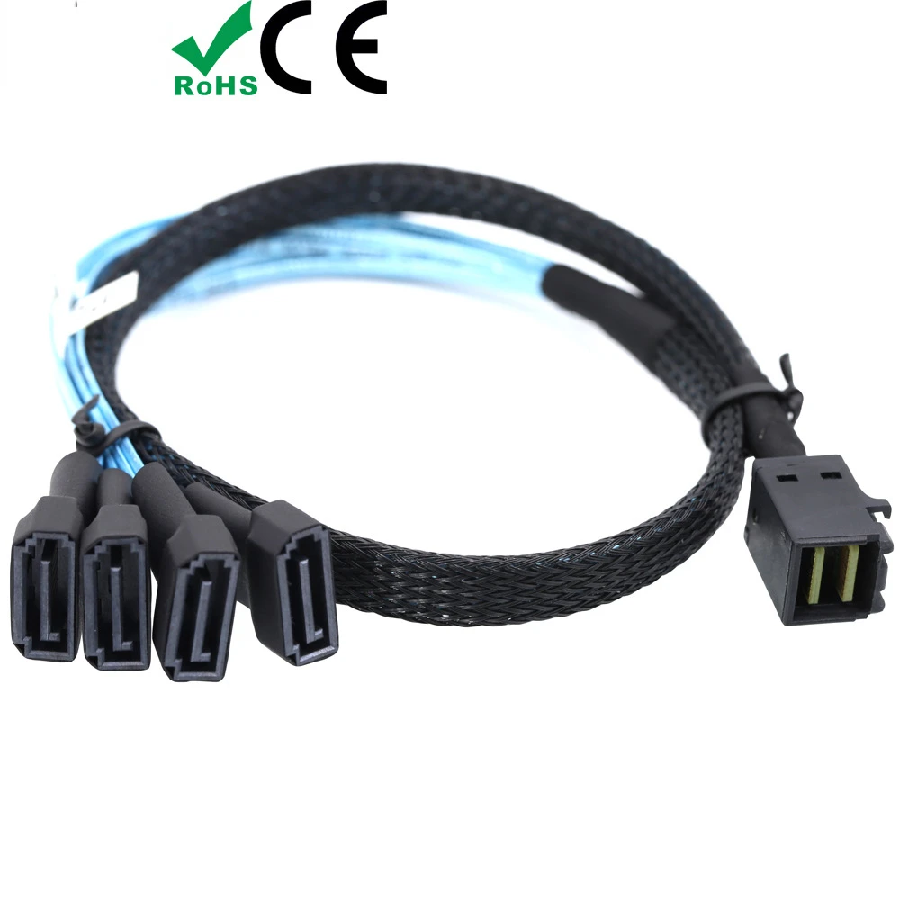 Internal Mini SAS HD SFF-8643 Cord To 4 SATA 7P Male Server Cable